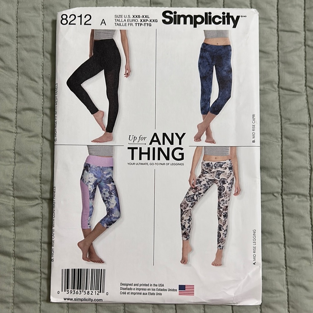Uncut Simplicity Knit Leggings Pattern #8212 Sizes XXS-XXL